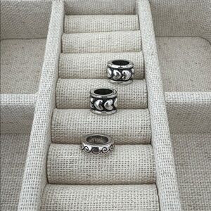 (3) Brighton Silver Tone Spacer Heart Beads